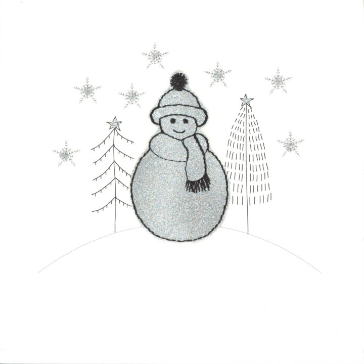 Silver Glitter Christmas Snowman