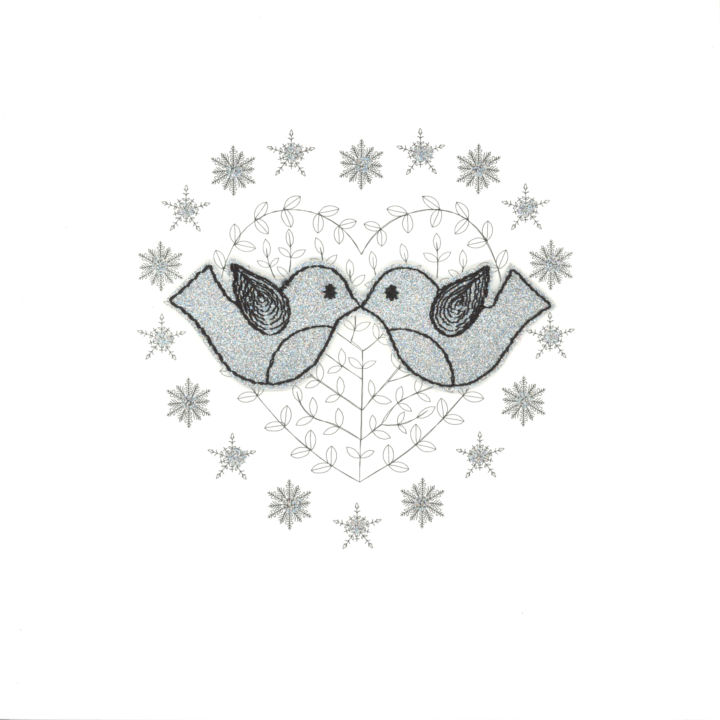 Silver Glitter Christmas Love Birds
