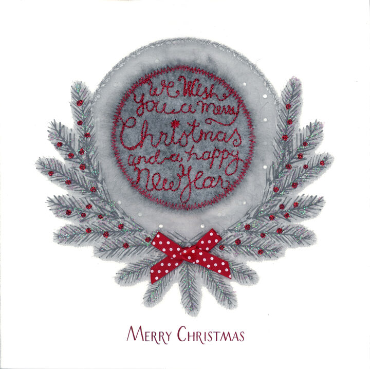 Grey Fluffy 'We Wish you a Merry Christmas' Bauble