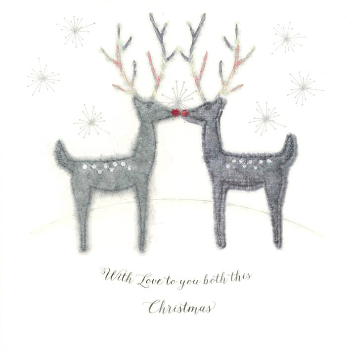 Grey Fluffy Kissing Reindeer