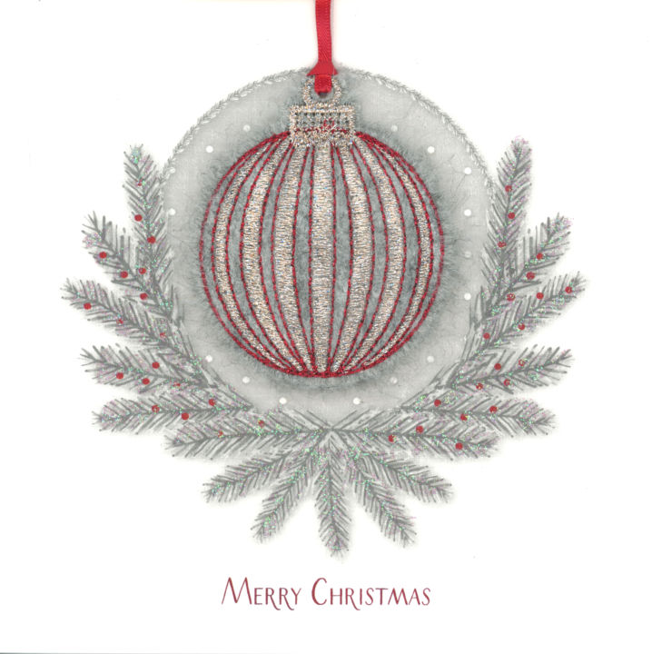 Stripey Bauble in a Fir Wreath
