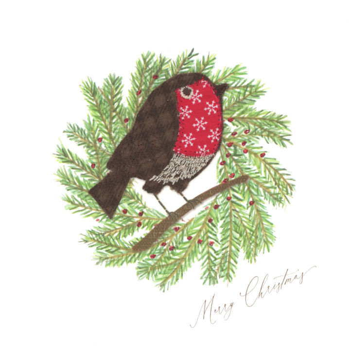 Robin in a Classic Wreath