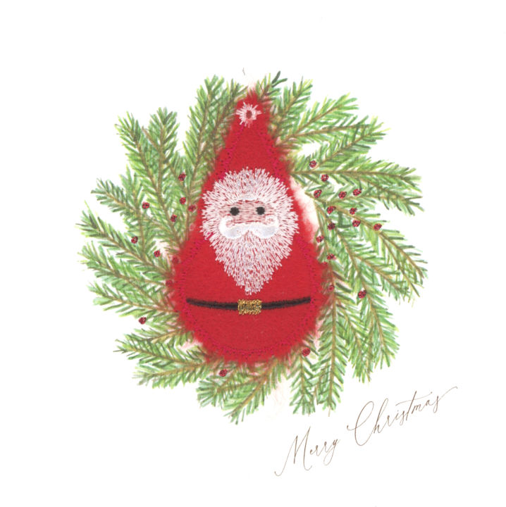 Father Christmas in a Classic Wreath