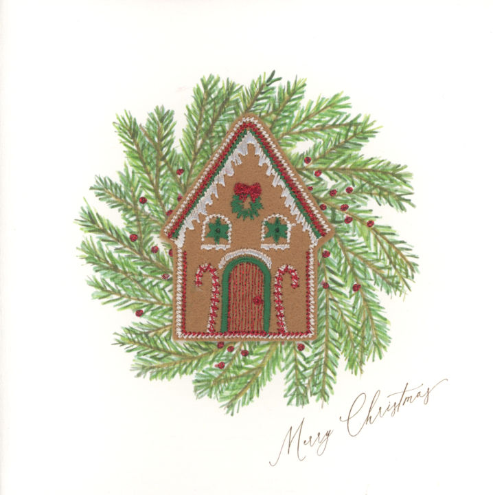 Gingerbread House in a Classic Wreath