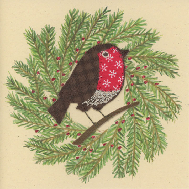 Robin in a Rustic Wreath