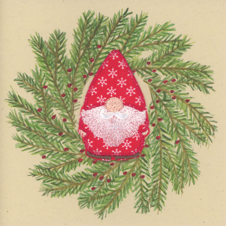 Gnome in a Rustic Wreath