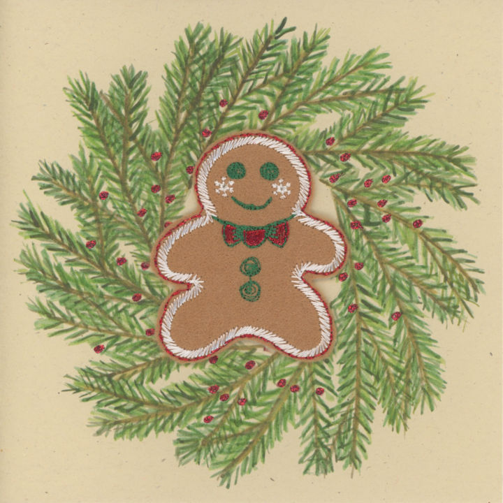 Gingerbread Man in a Rustic Wreath