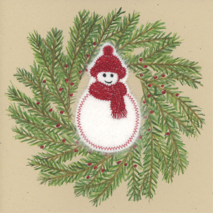 Snowman in a Rustic Wreath