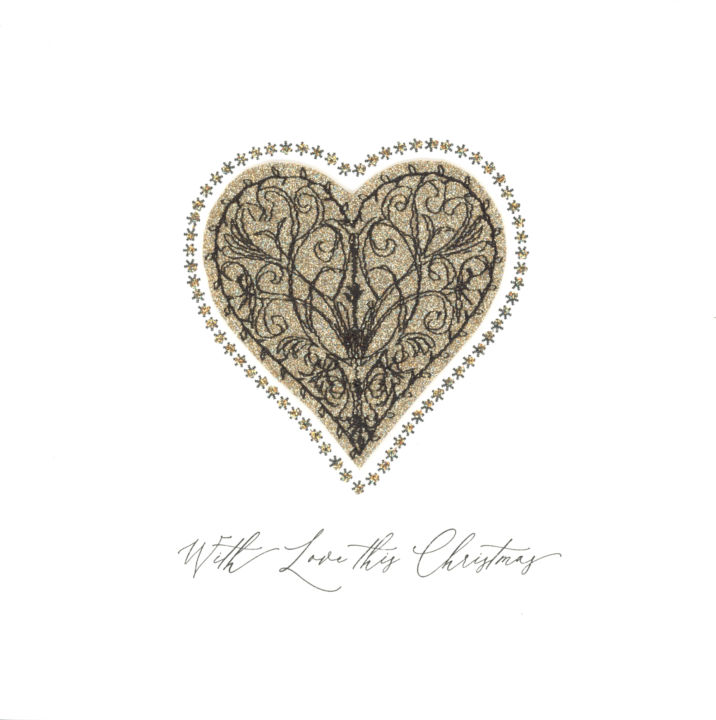 Gold Sparkling Glitter Christmas Heart