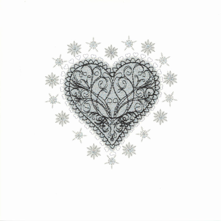 Silver Glitter Christmas Filigree Heart