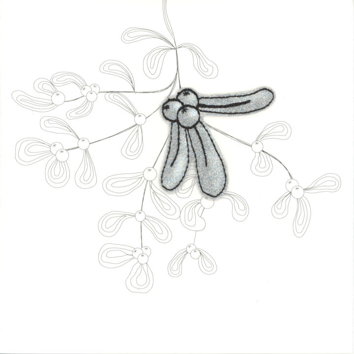 Silver Glitter Christmas Mistletoe