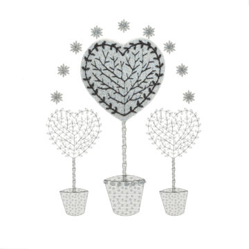 Silver Glitter Christmas Heart Tree