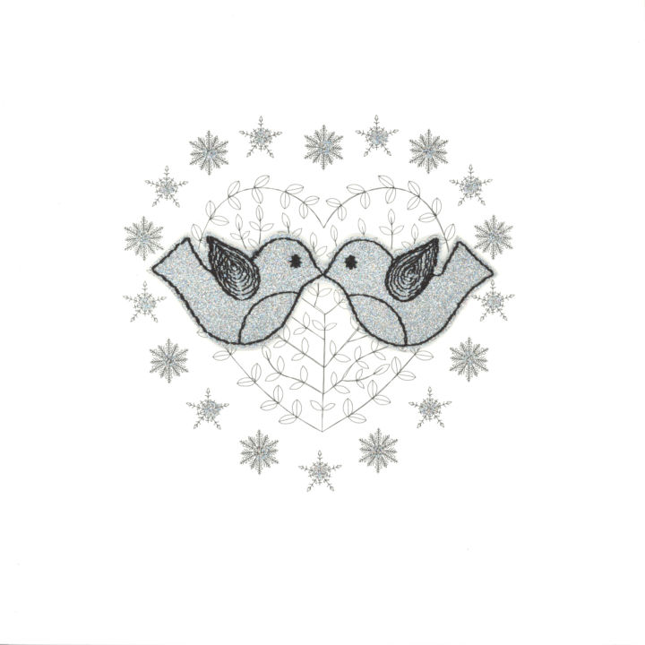 Silver Glitter Christmas Love Birds