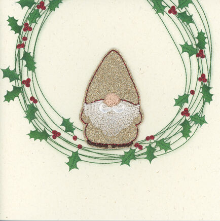 1720 Gold Glitter Gnome in a Wreath