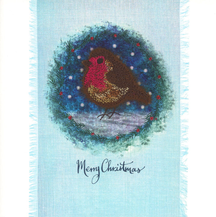 Robin in a Teal Fir Wreath