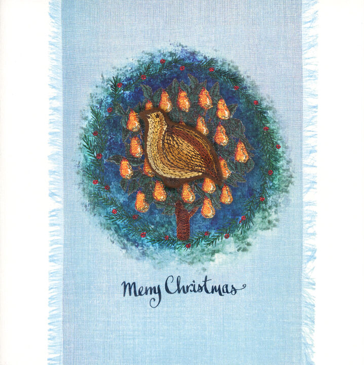 Partridge in a Teal Fir Wreath