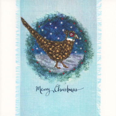 Photography of Pheasant in a Teal Fir Wreath