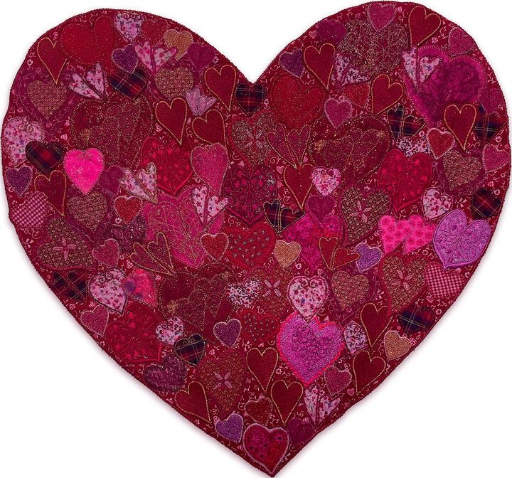 Red Hearts Heart (large wall hanging)
