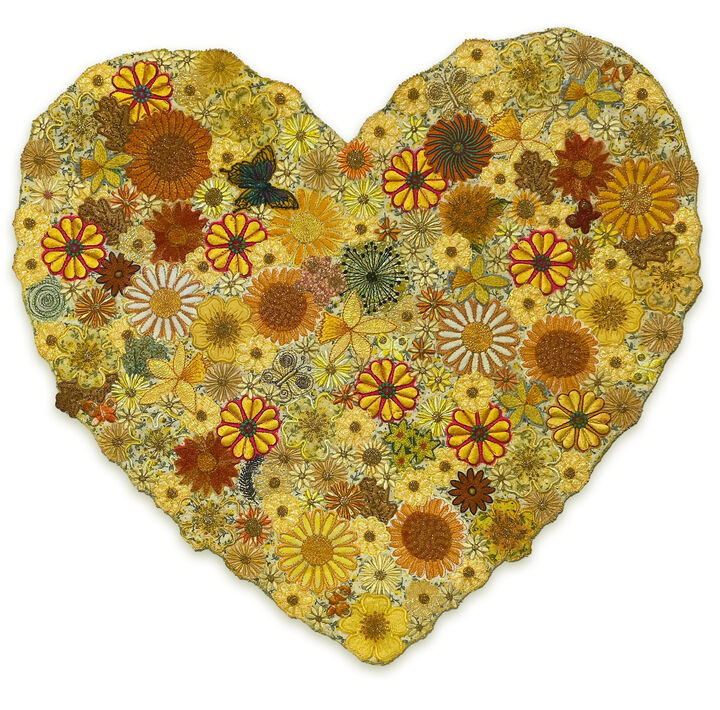 Yellow Flower Heart (large wall hanging)