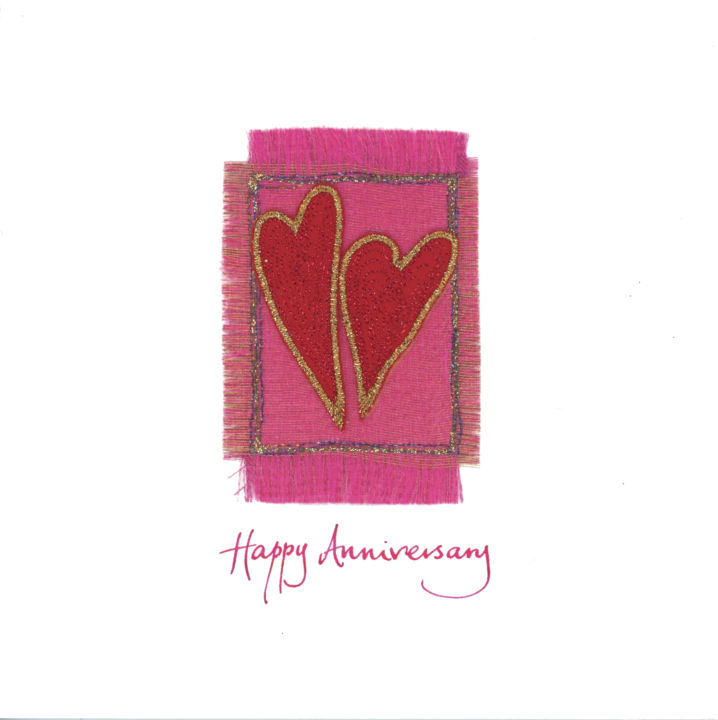 Two Red Hearts on Pink