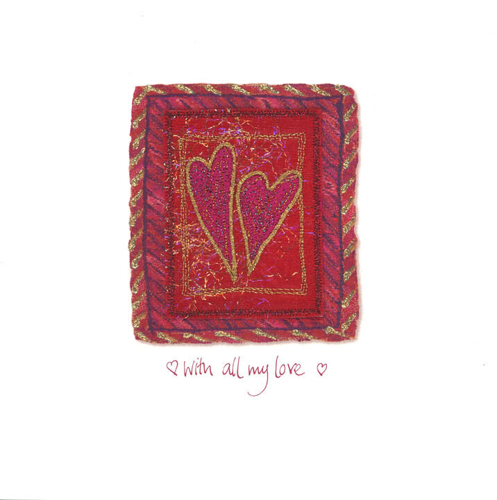 Two Hearts on Red