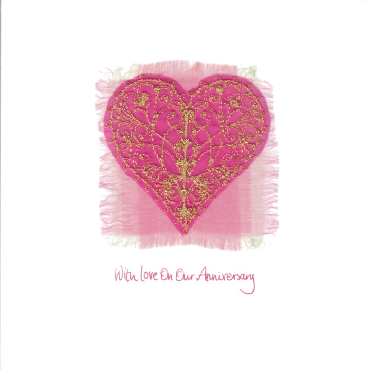 Gold Filigree Heart on Pink